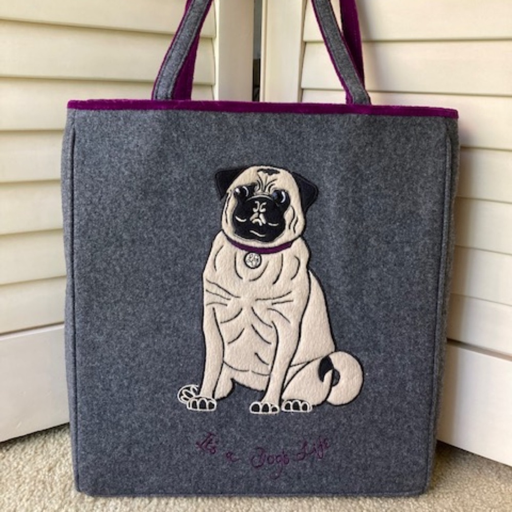 Lulu Guinness London "It's a Dogs Life"' Pug Tote Bag - Picture 4 of 16